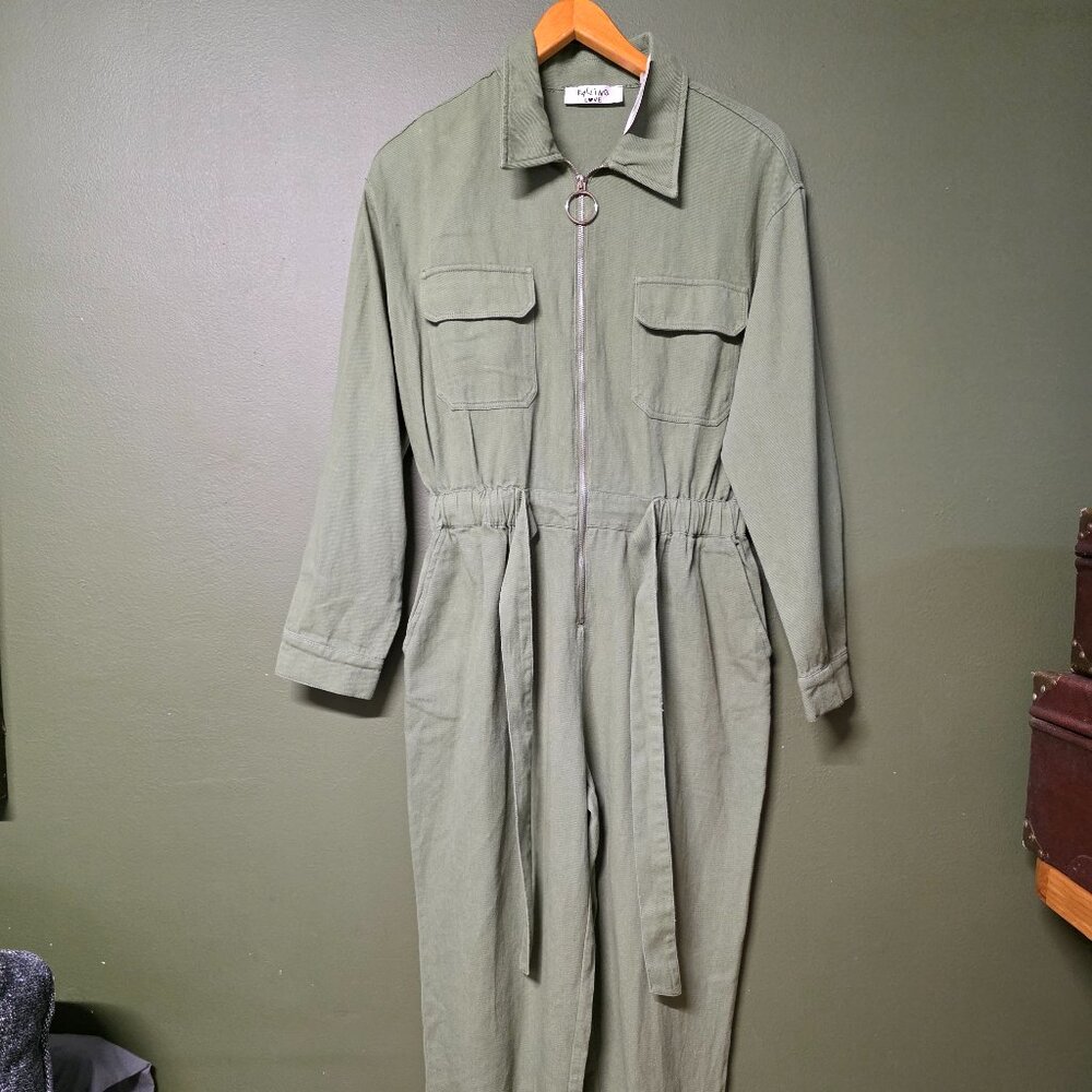 Falling Love Olive Green Utility Jumpsuit – Belted & Chic